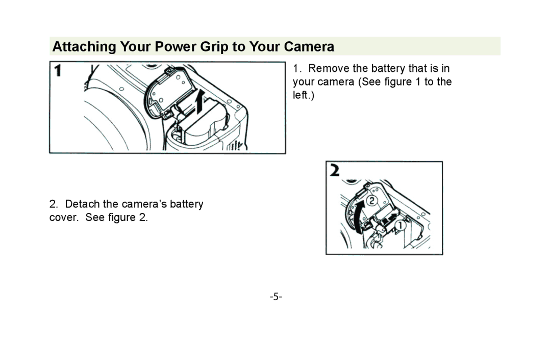 Vivitar VIV-PG-5DMII instruction manual Attaching Your Power Grip to Your Camera 