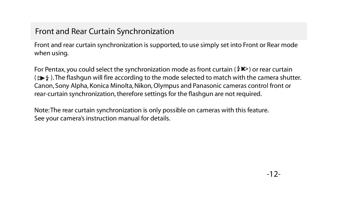 Vivitar VIV-PRO-648 instruction manual Front and Rear Curtain Synchronization 