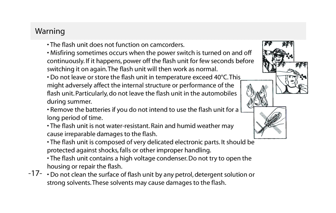 Vivitar VIV-PRO-648 instruction manual Flash unit does not function on camcorders 