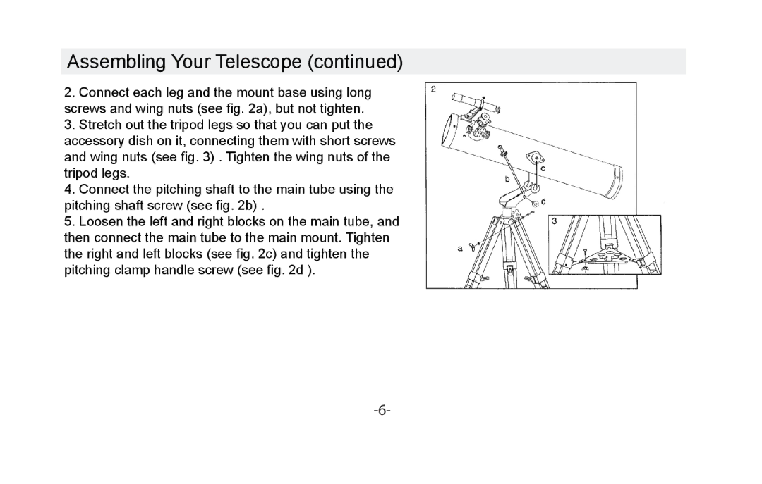 Vivitar VIV-TEL-76700 instruction manual Assembling Your Telescope 