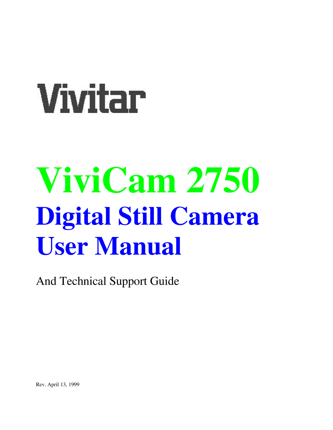 Vivitar ViviCam 2750 user manual 