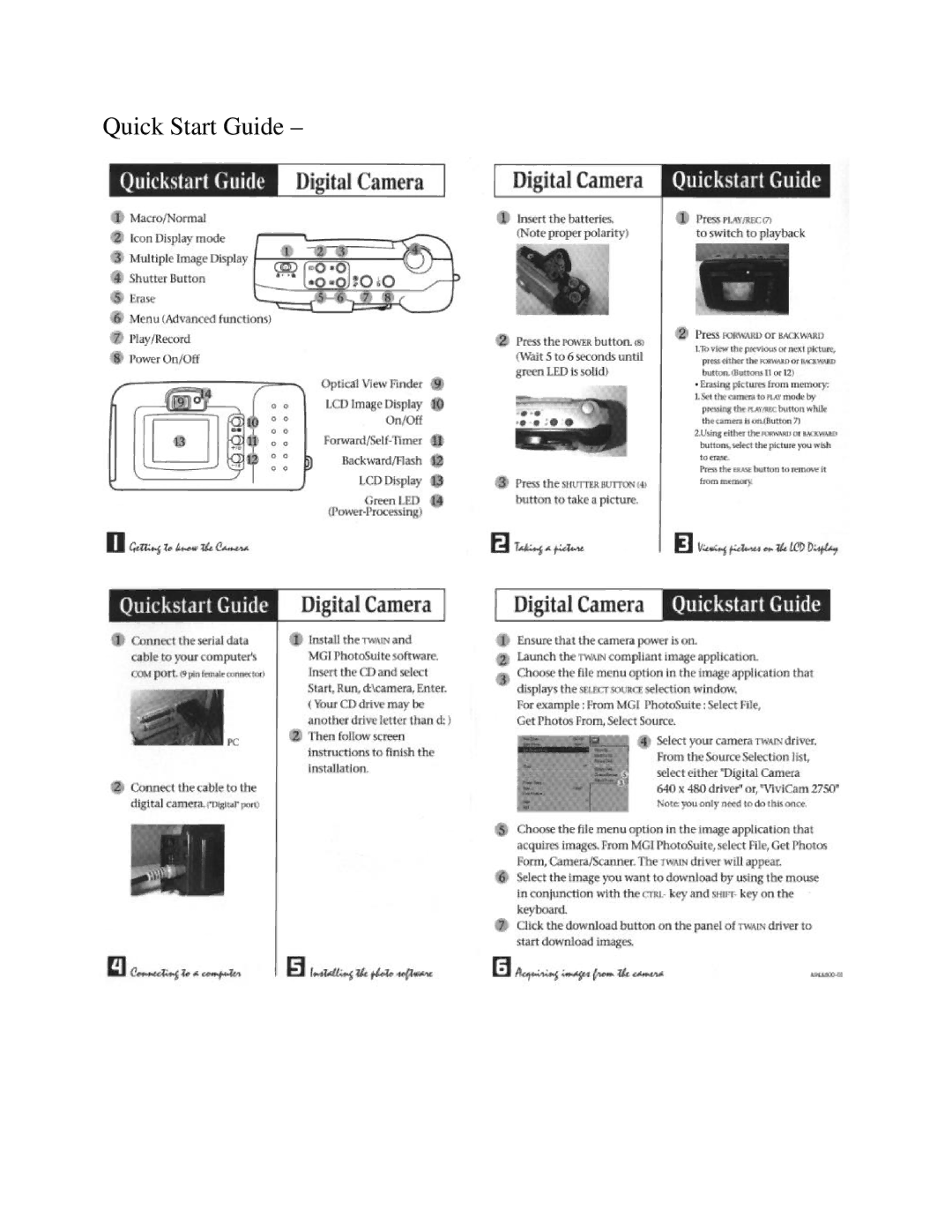 Vivitar ViviCam 2750 user manual Quick Start Guide 