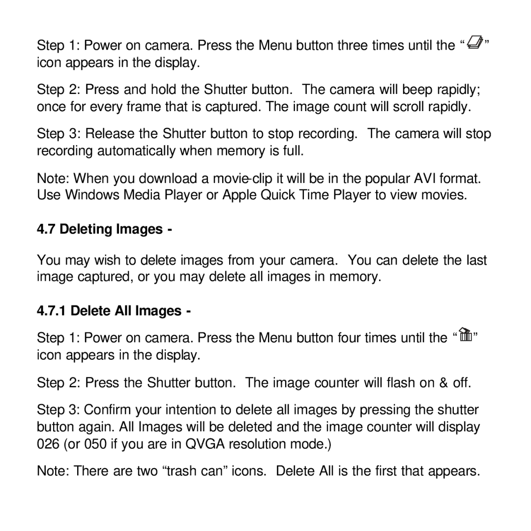 Vivitar viviCam 3350 user manual Deleting Images, Delete All Images 