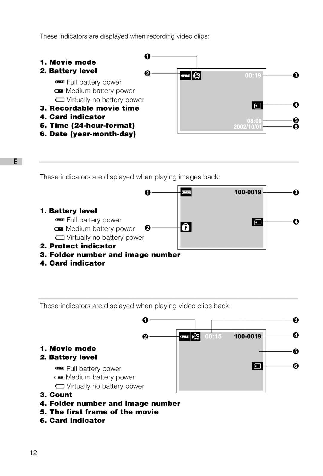 Vivitar Vivicam 3715 user manual Movie mode Battery level 