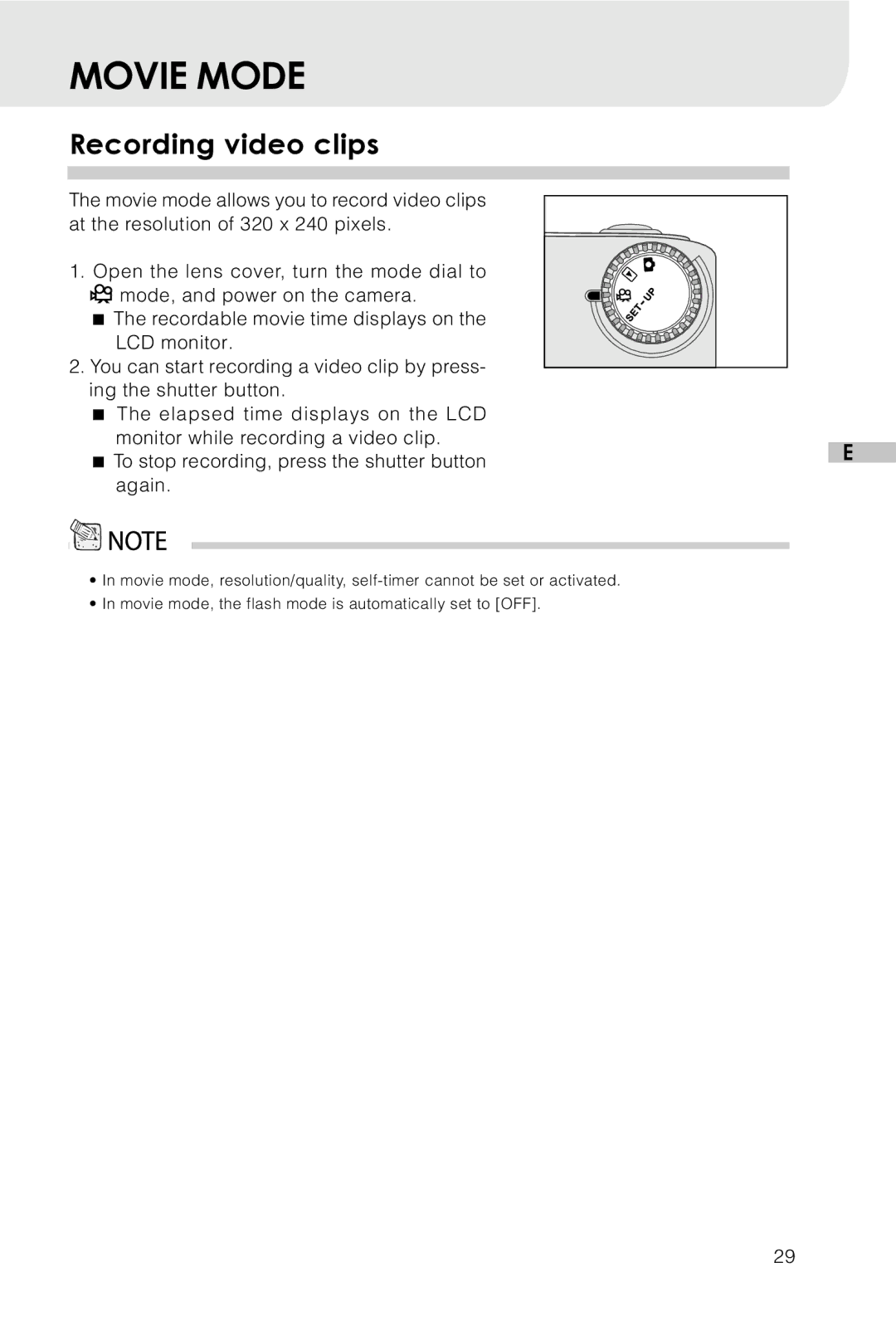 Vivitar Vivicam 3715 user manual Movie Mode, Recording video clips 