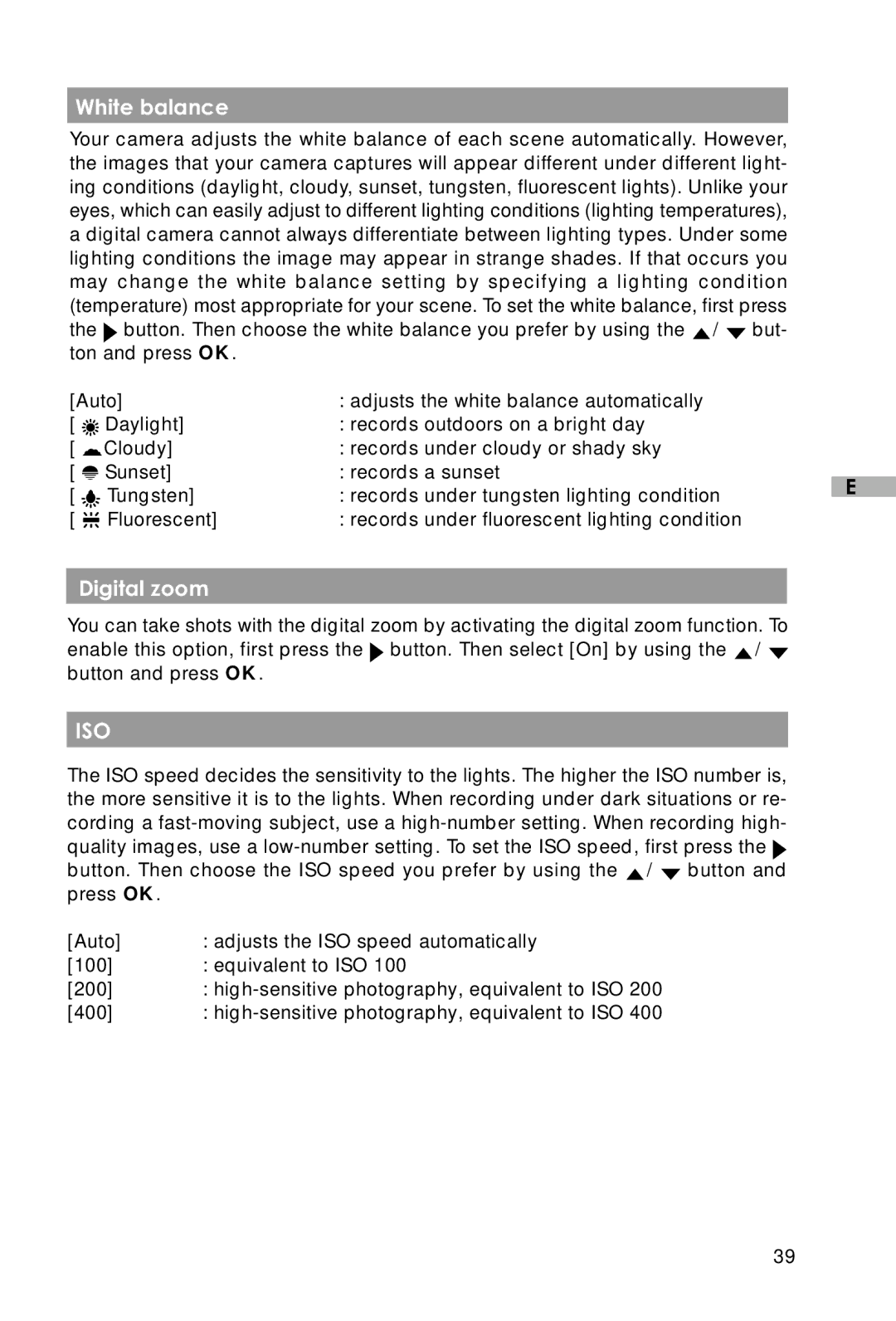 Vivitar Vivicam 3715 user manual White balance, Digital zoom 