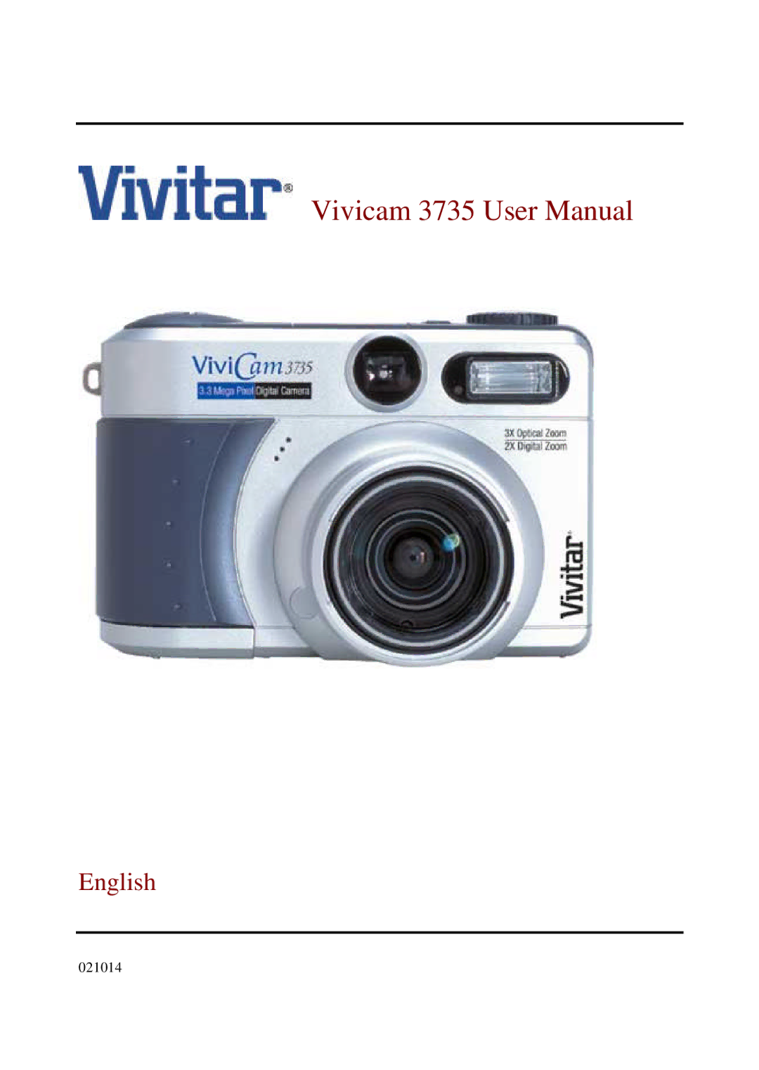 Vivitar Vivicam 3735 user manual English 