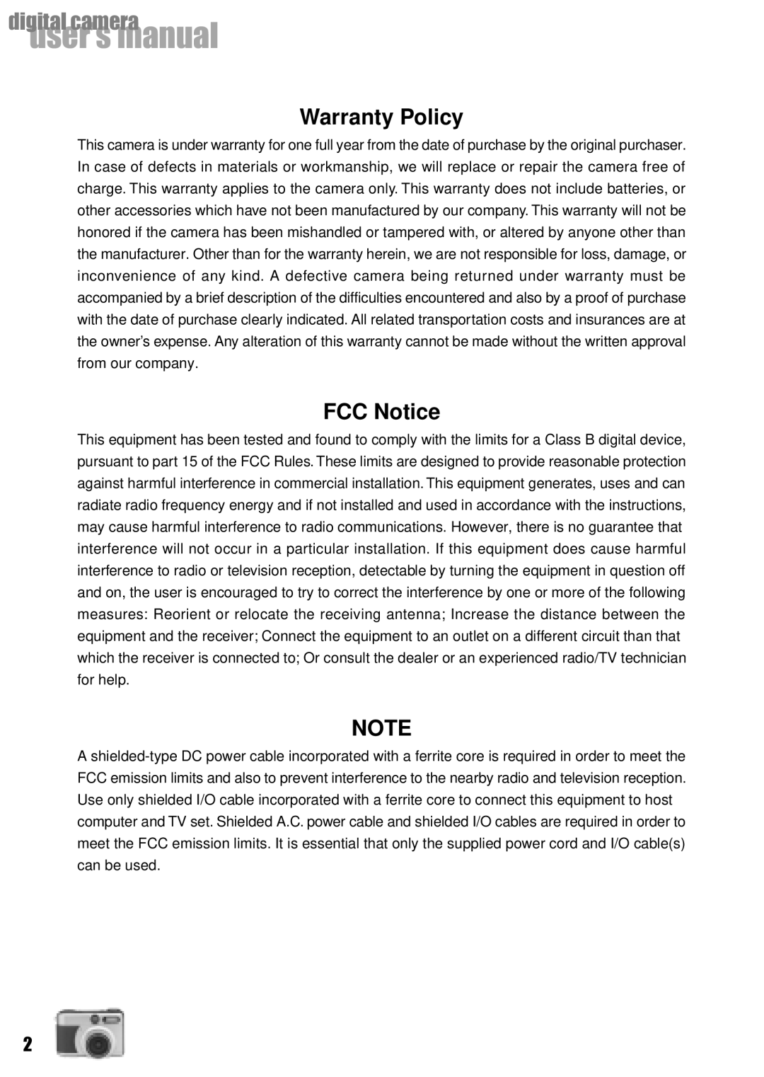 Vivitar Vivicam 3735 user manual Warranty Policy, FCC Notice 