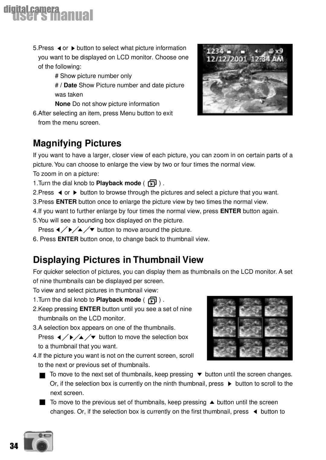 Vivitar Vivicam 3735 user manual Magnifying Pictures, Displaying Pictures in Thumbnail View 