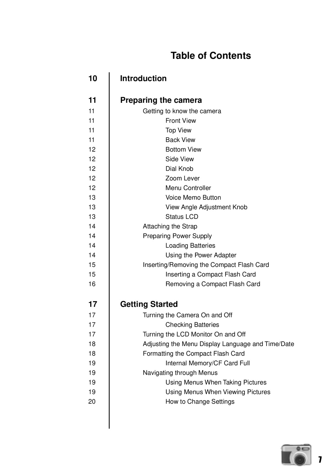 Vivitar Vivicam 3735 user manual Table of Contents 