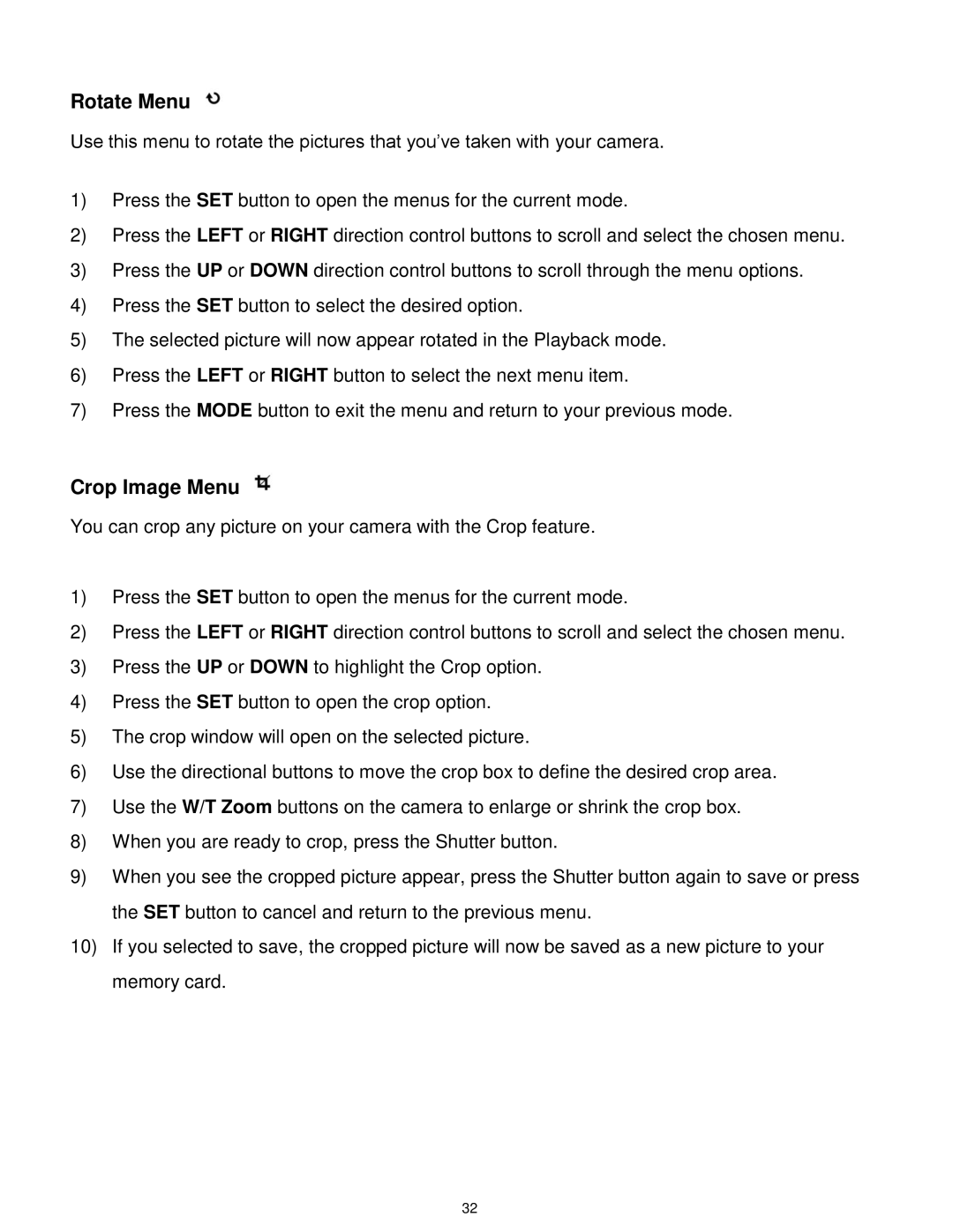 Vivitar VX018GRAY, VX018GRAPH user manual Rotate Menu, Crop Image Menu 