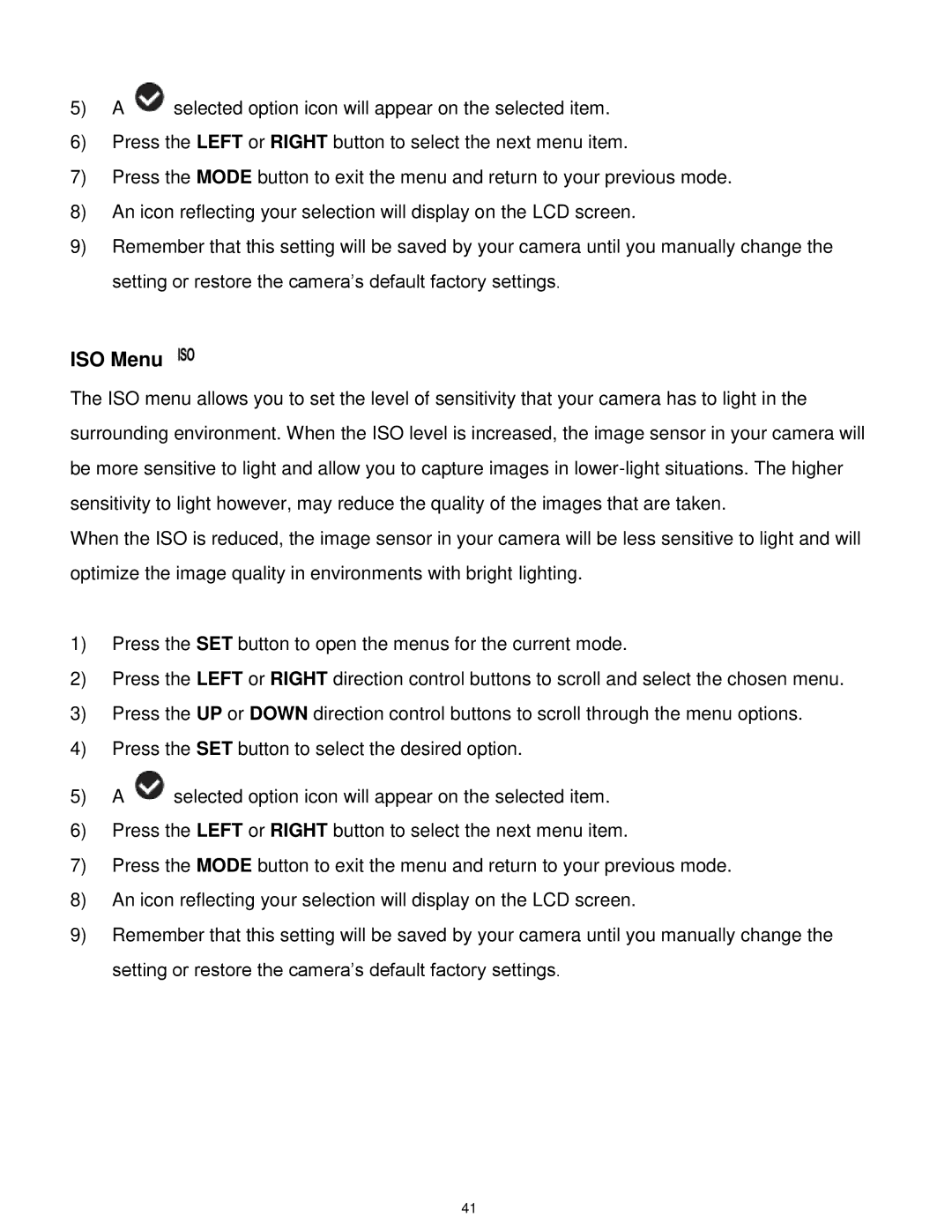 Vivitar VX018GRAPH, VX018GRAY user manual ISO Menu 