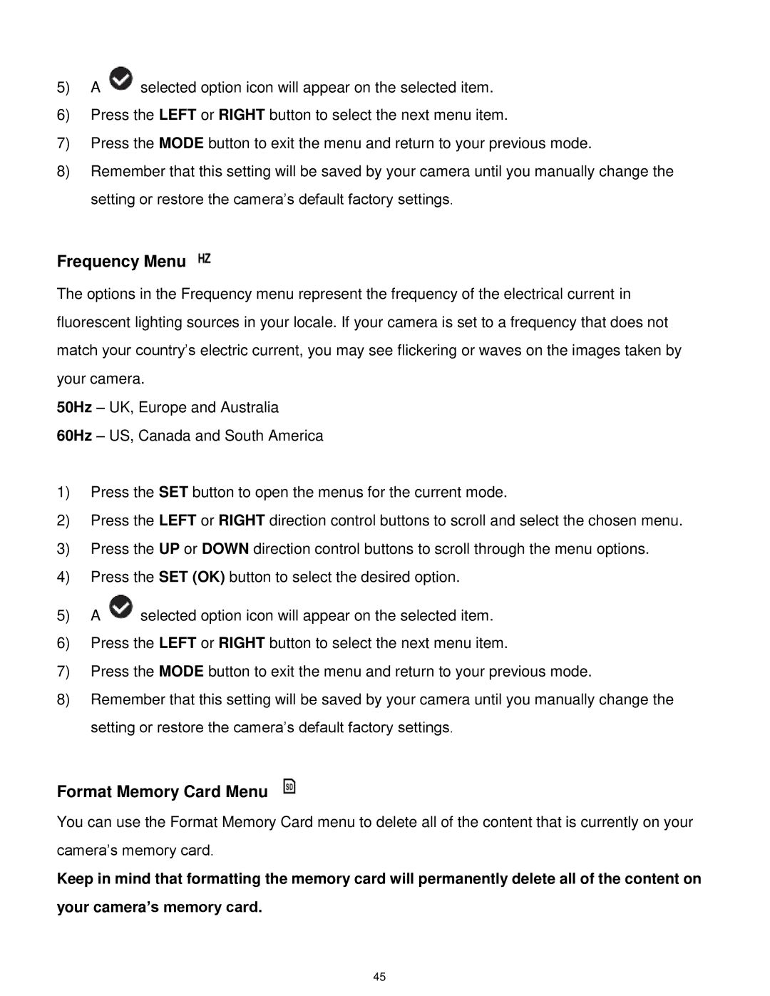 Vivitar VX018GRAPH, VX018GRAY user manual Frequency Menu 