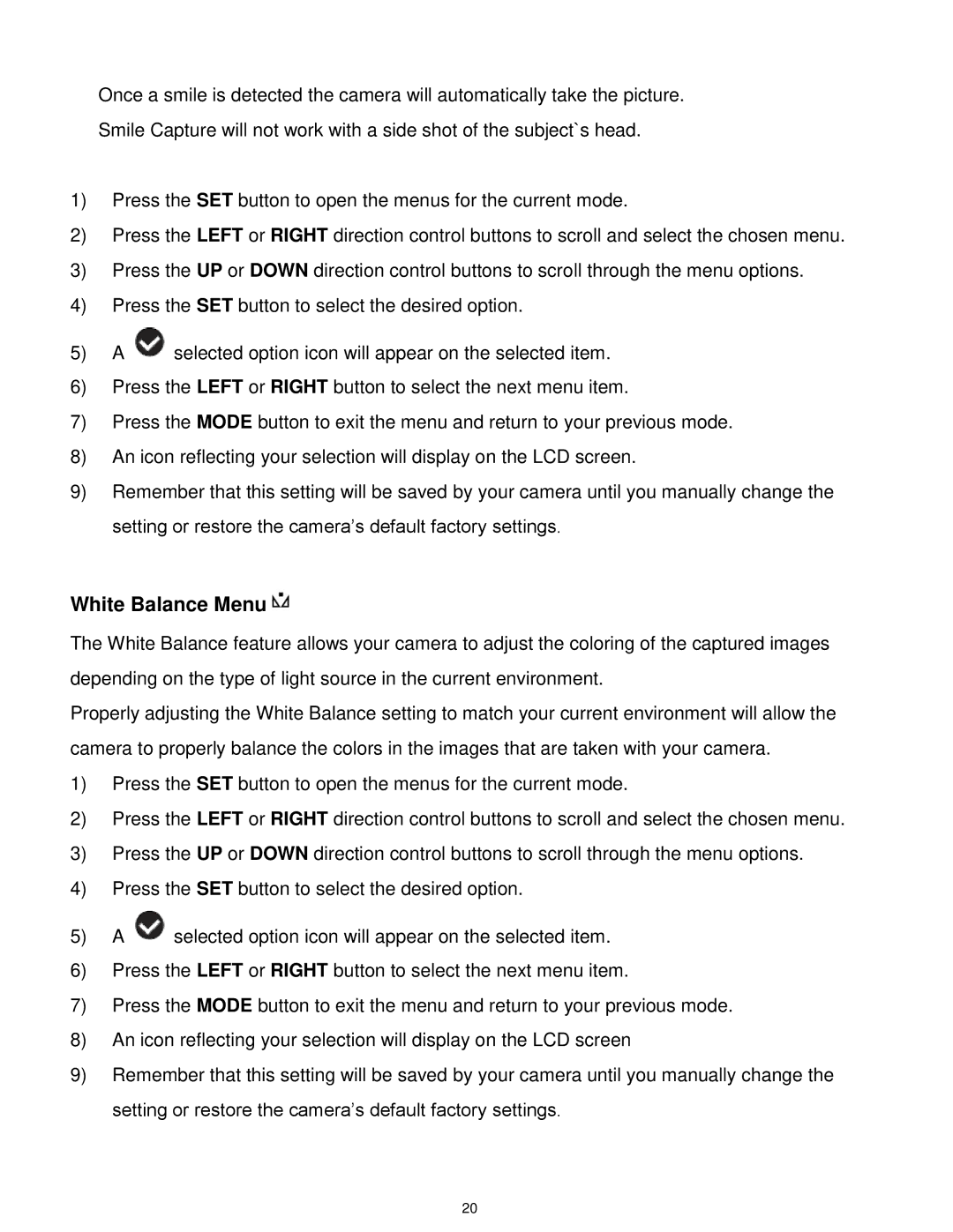 Vivitar X014 user manual White Balance Menu 