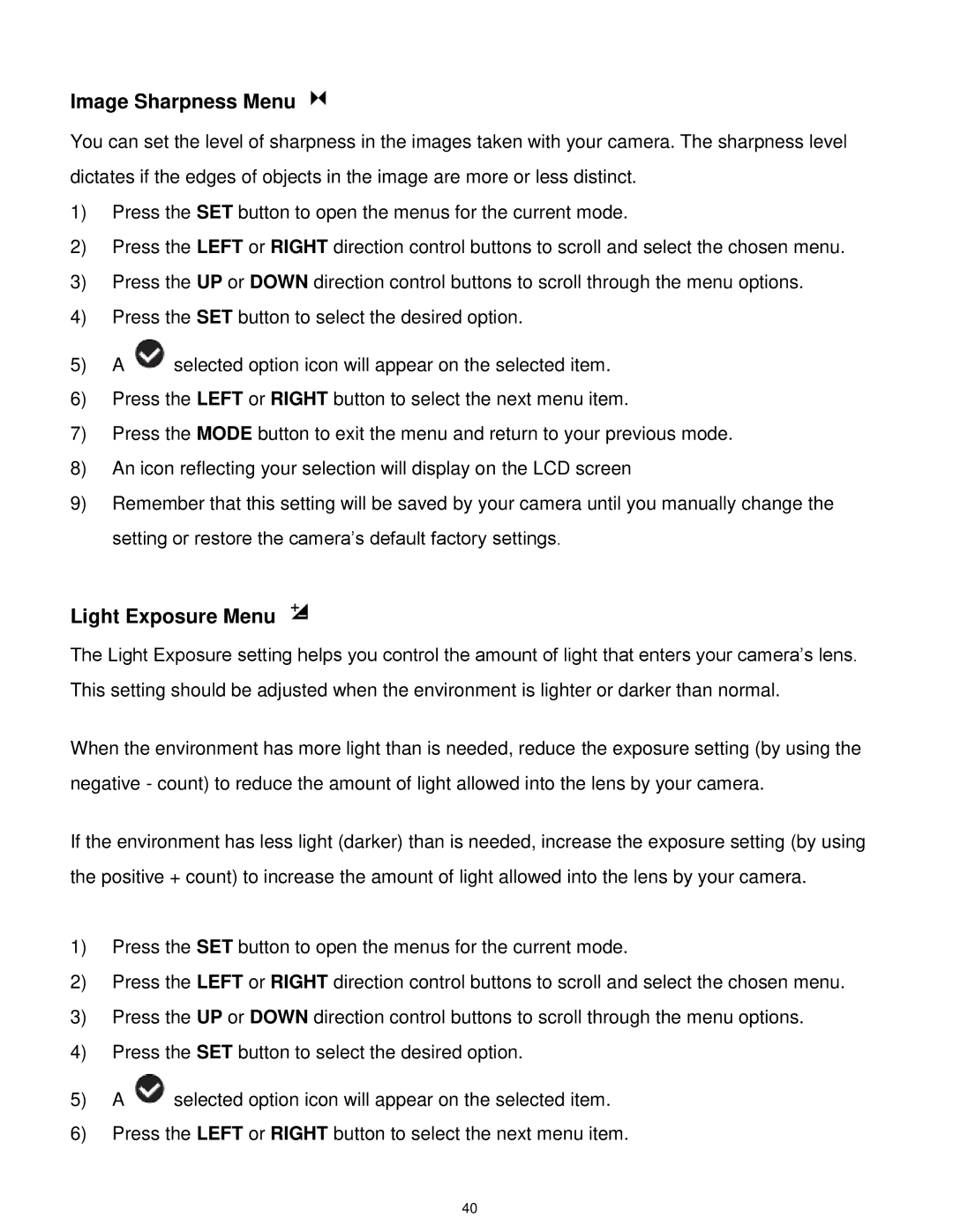 Vivitar X014 user manual Image Sharpness Menu 