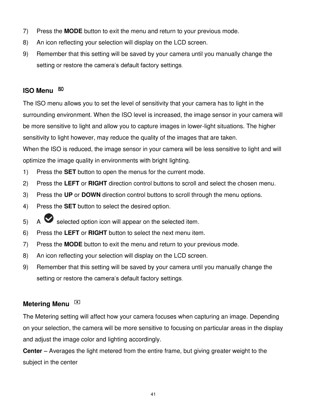 Vivitar X014 user manual ISO Menu 