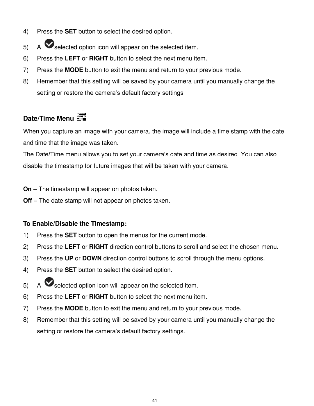 Vivitar VX025-BLACK user manual Date/Time Menu 