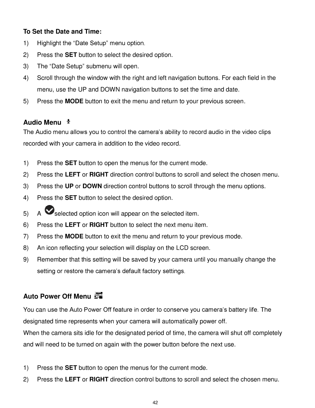 Vivitar VX025-BLACK user manual To Set the Date and Time, Audio Menu 