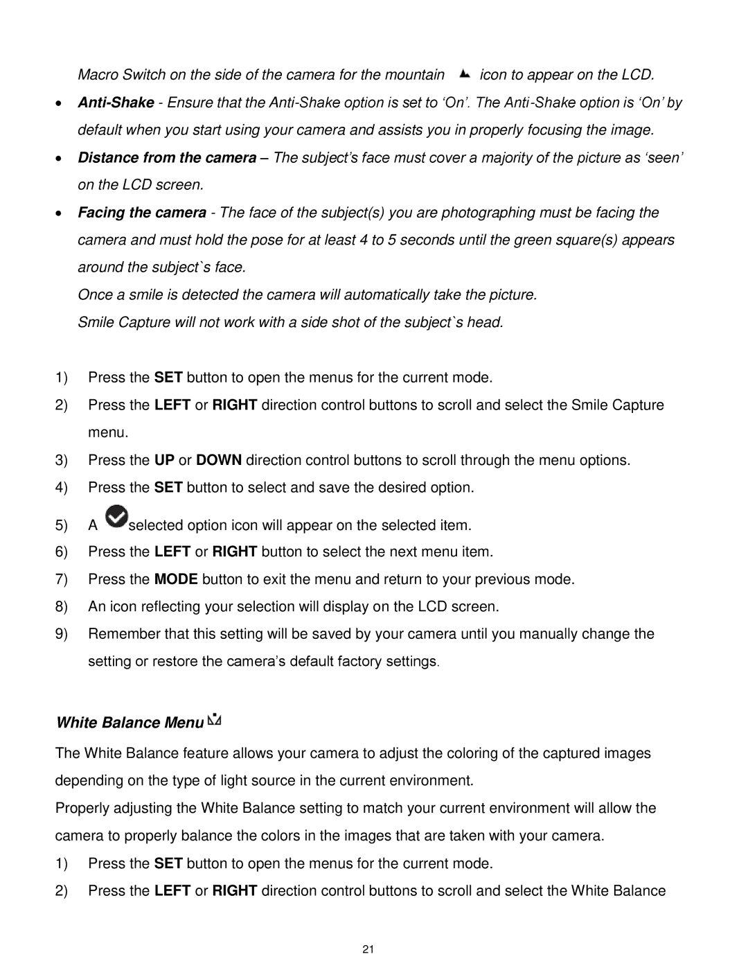 Vivitar X028 user manual White Balance Menu 