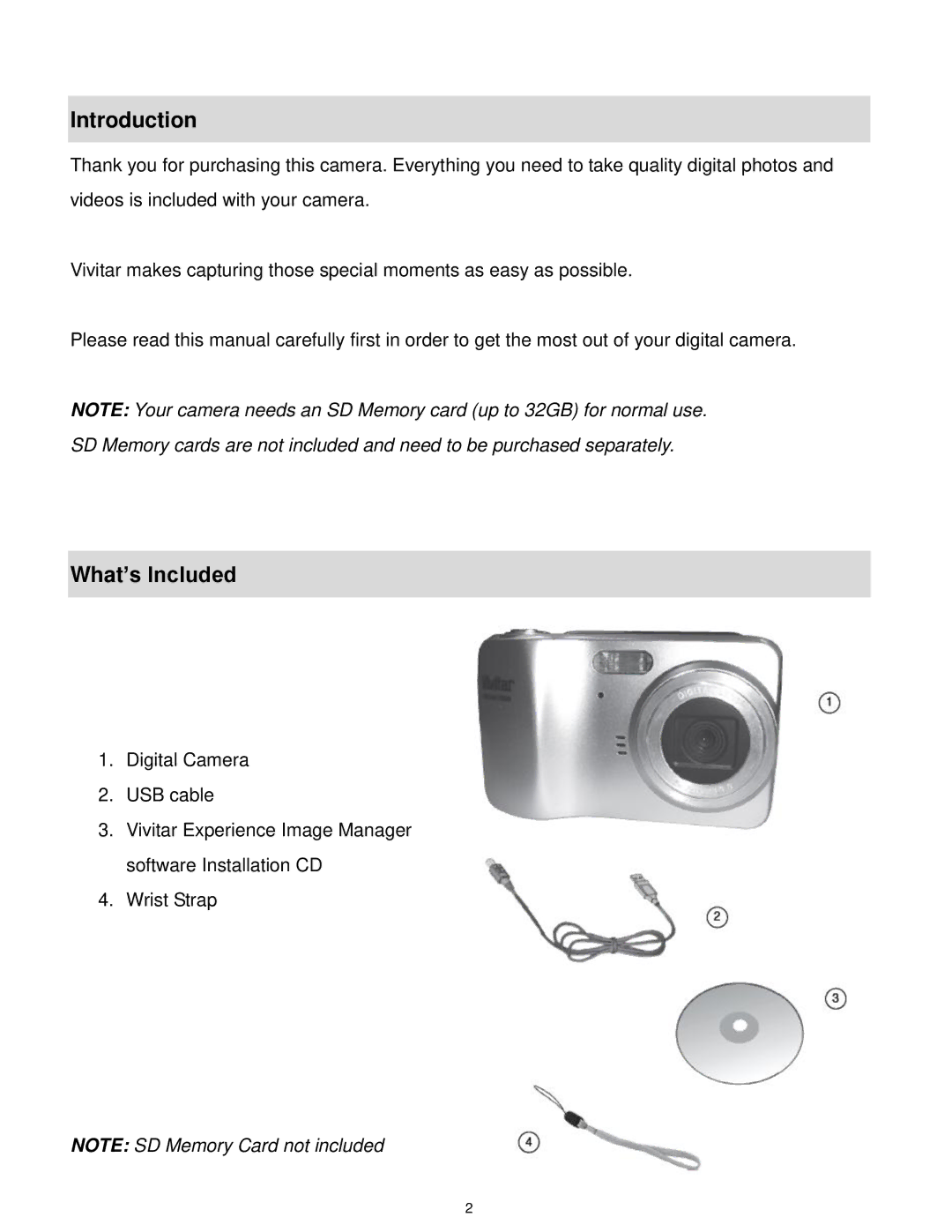 Vivitar X028 user manual Introduction, What‟s Included 