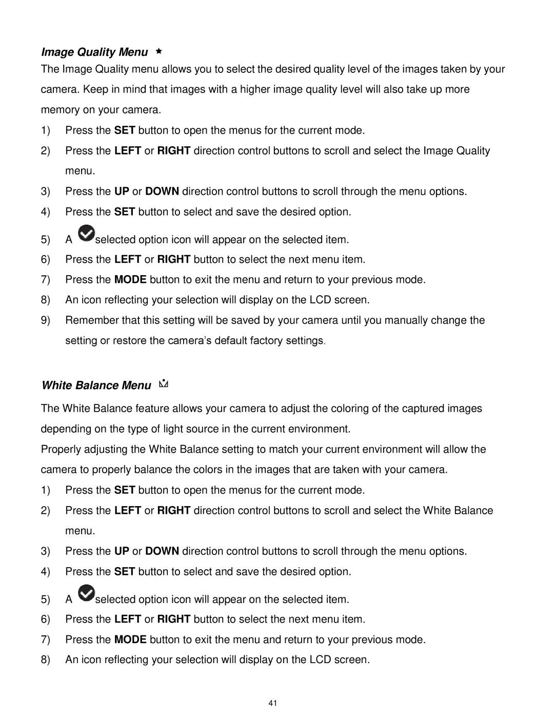 Vivitar X028 user manual Image Quality Menu 