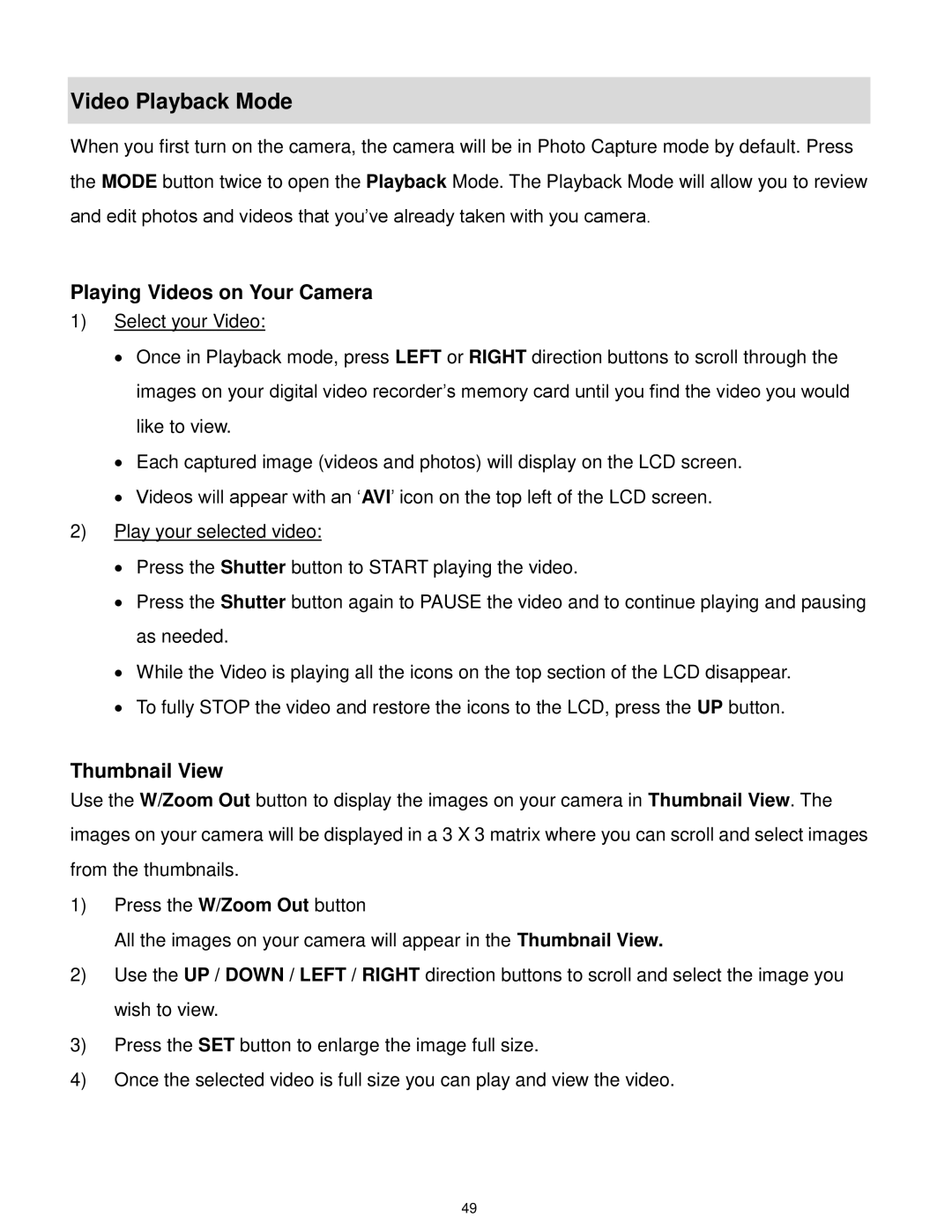 Vivitar X028 user manual Video Playback Mode, Playing Videos on Your Camera 