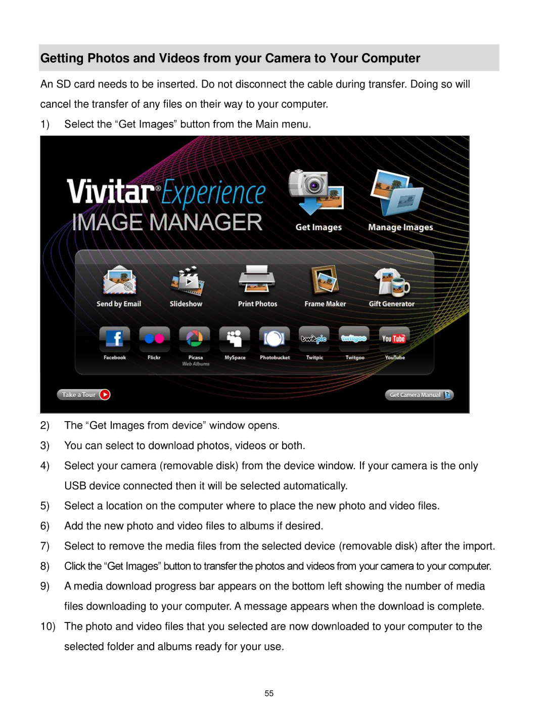 Vivitar X028 user manual Getting Photos and Videos from your Camera to Your Computer 