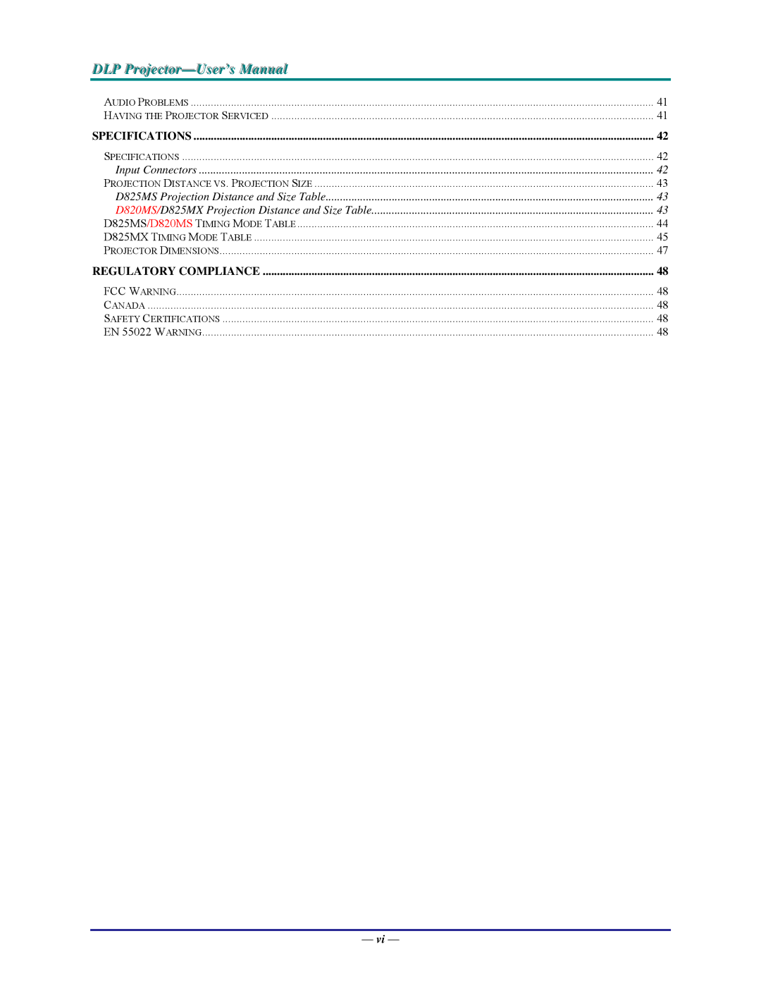 Vivitek D825MS, DP825MS, D820MS, D825MX manual Regulatory Compliance 