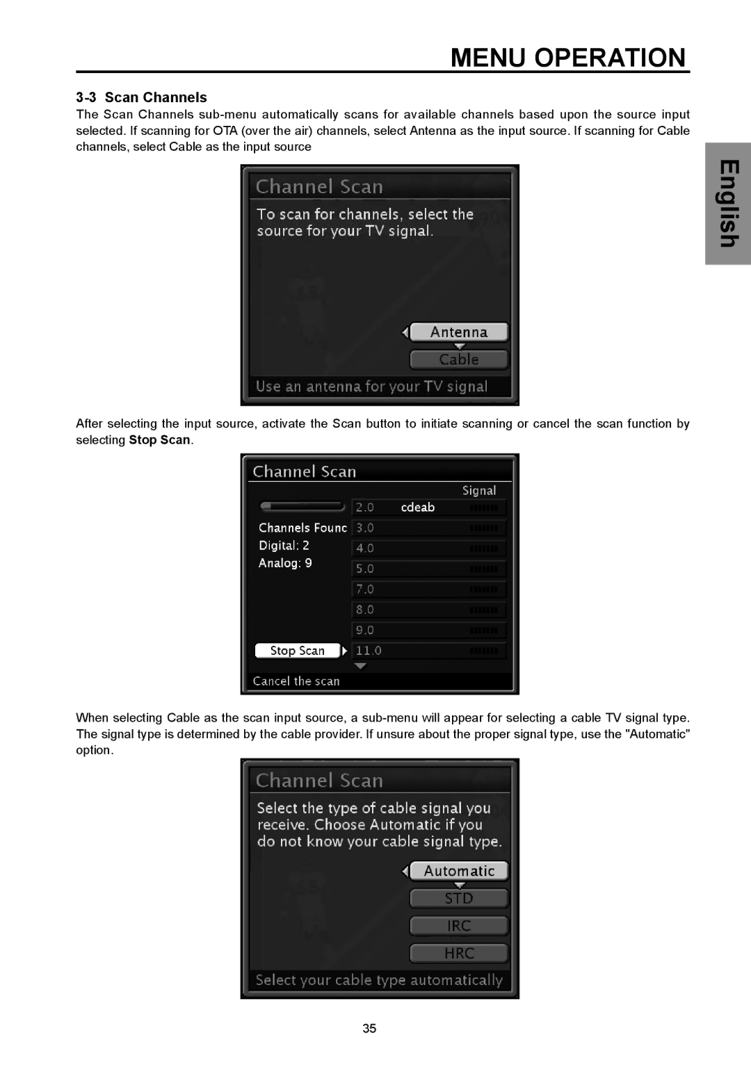 Vivitek DVD Combo manual Scan Channels 