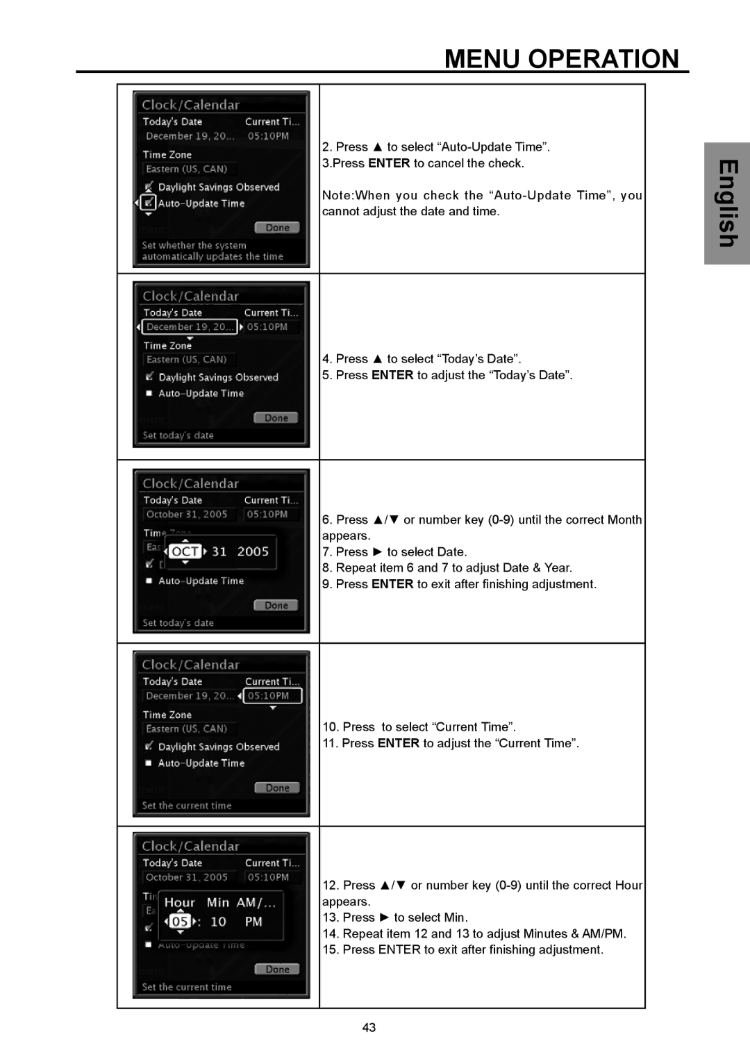 Vivitek DVD Combo manual Menu Operation 