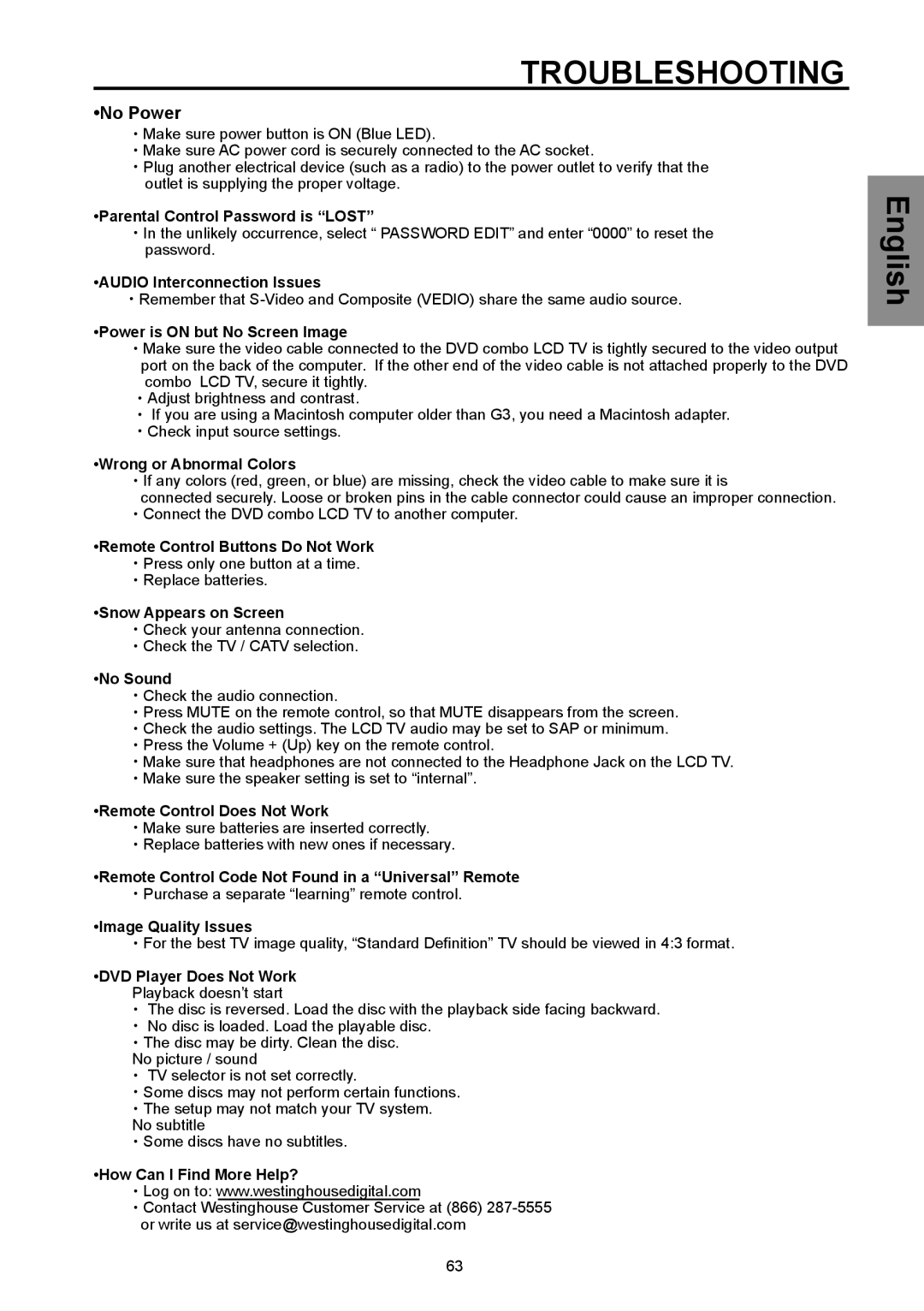 Vivitek DVD Combo manual Troubleshooting, No Power 