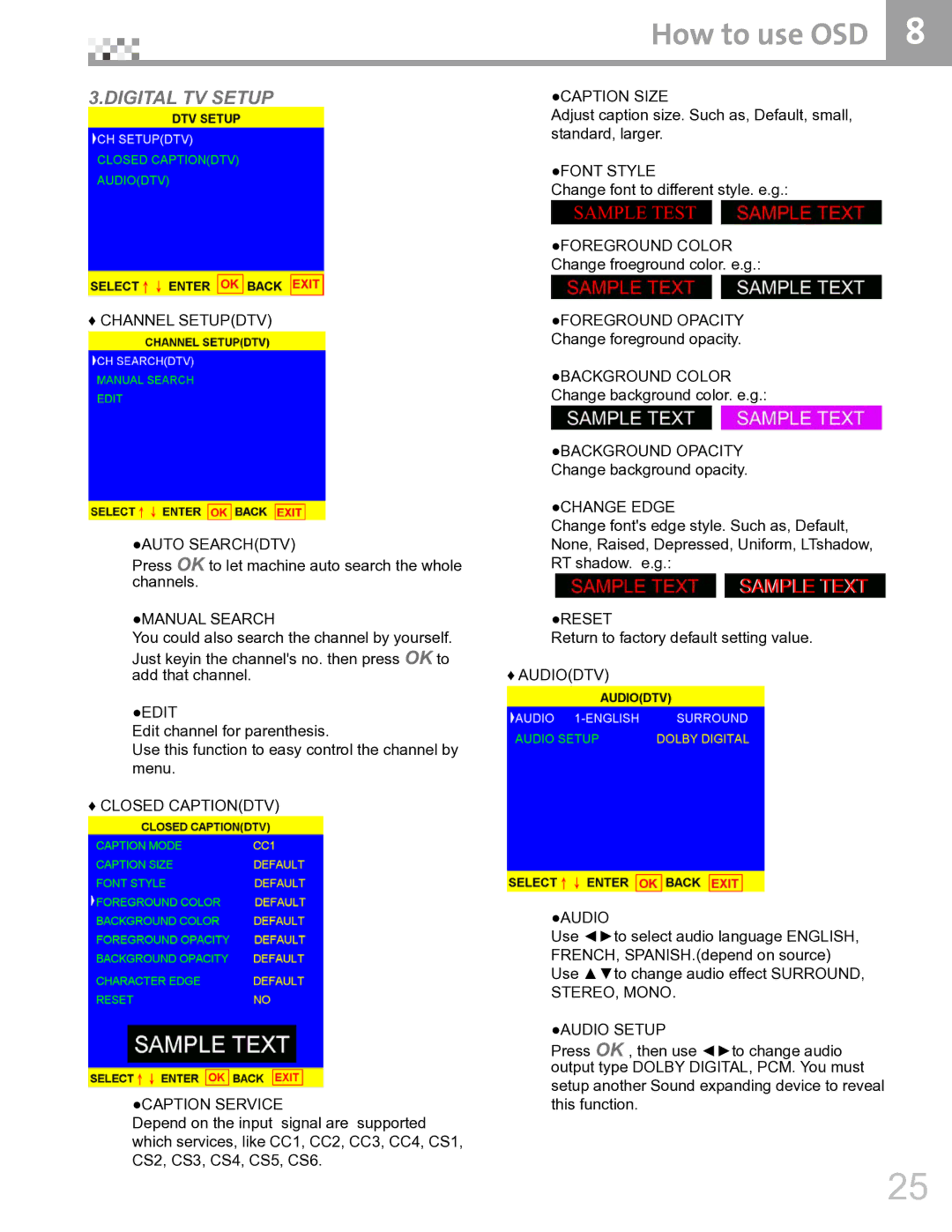 Vivitek DVR5612 manual Digital TV Setup 