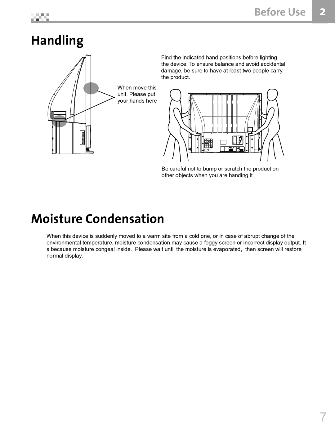 Vivitek DVR5612 manual Handling, Moisture Condensation 