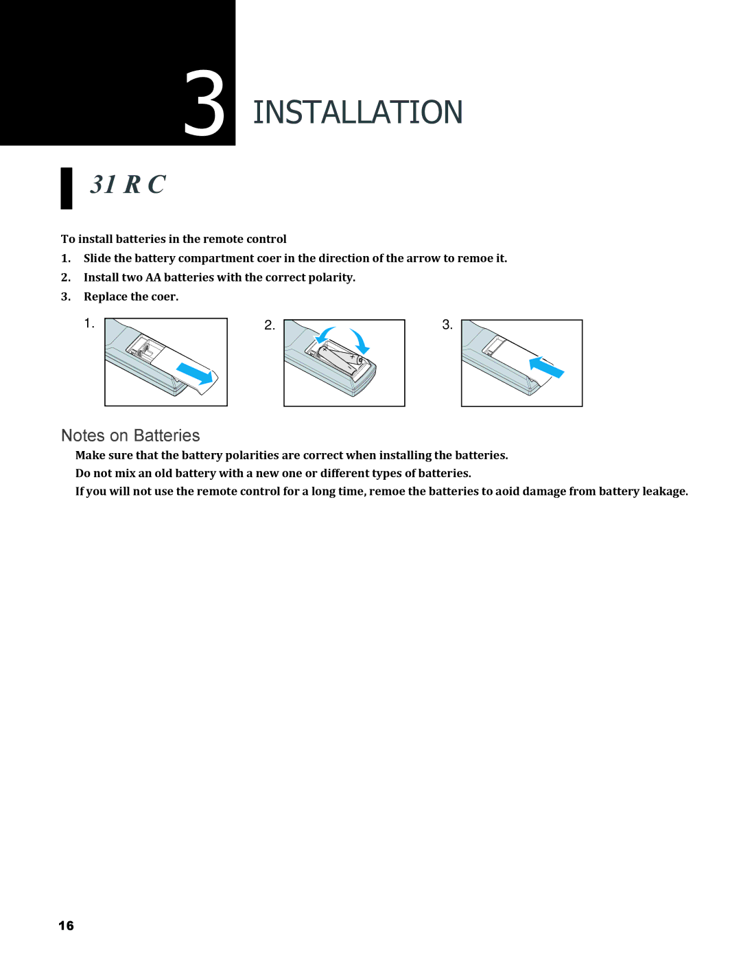 Vivitek H9080FD user manual Installation, Remote Control 