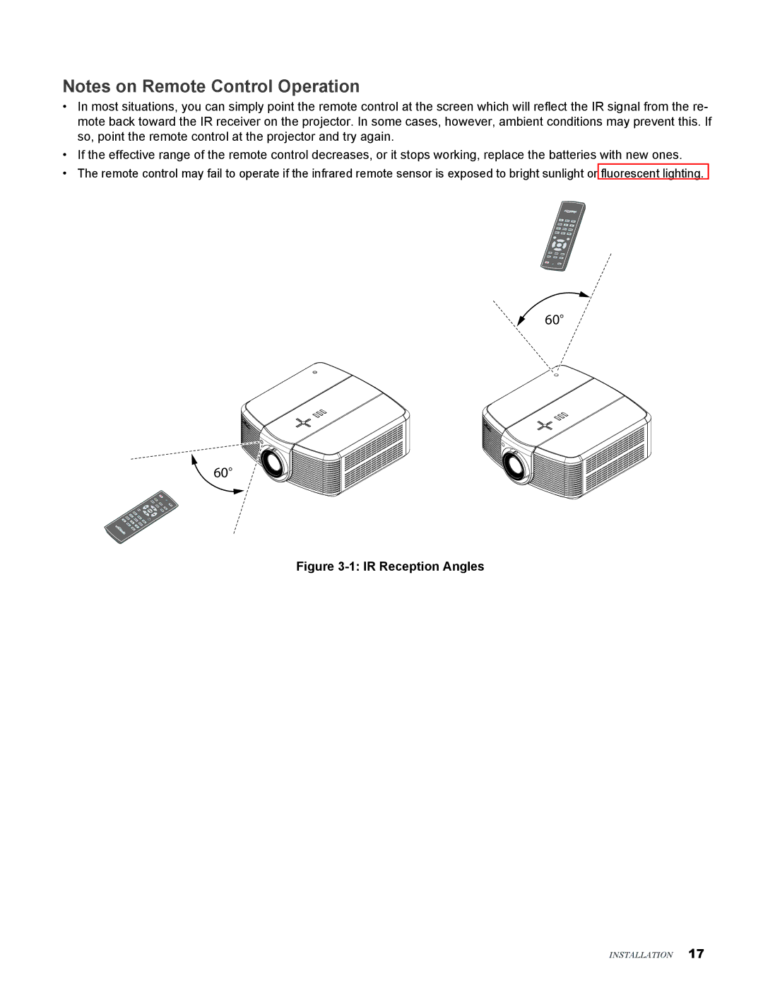 Vivitek H9080FD user manual IR Reception Angles 