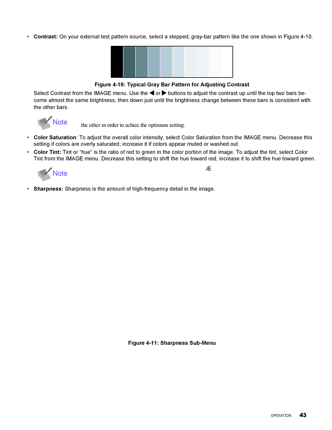 Vivitek H9080FD user manual Typical Gray Bar Pattern for Adjusting Contrast 