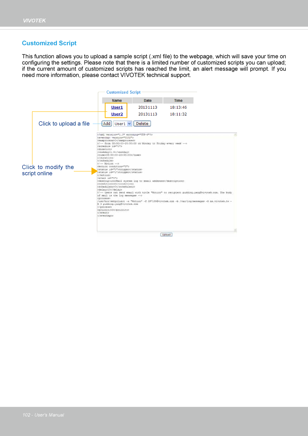 Vivitek IB8156-C user manual Customized Script 