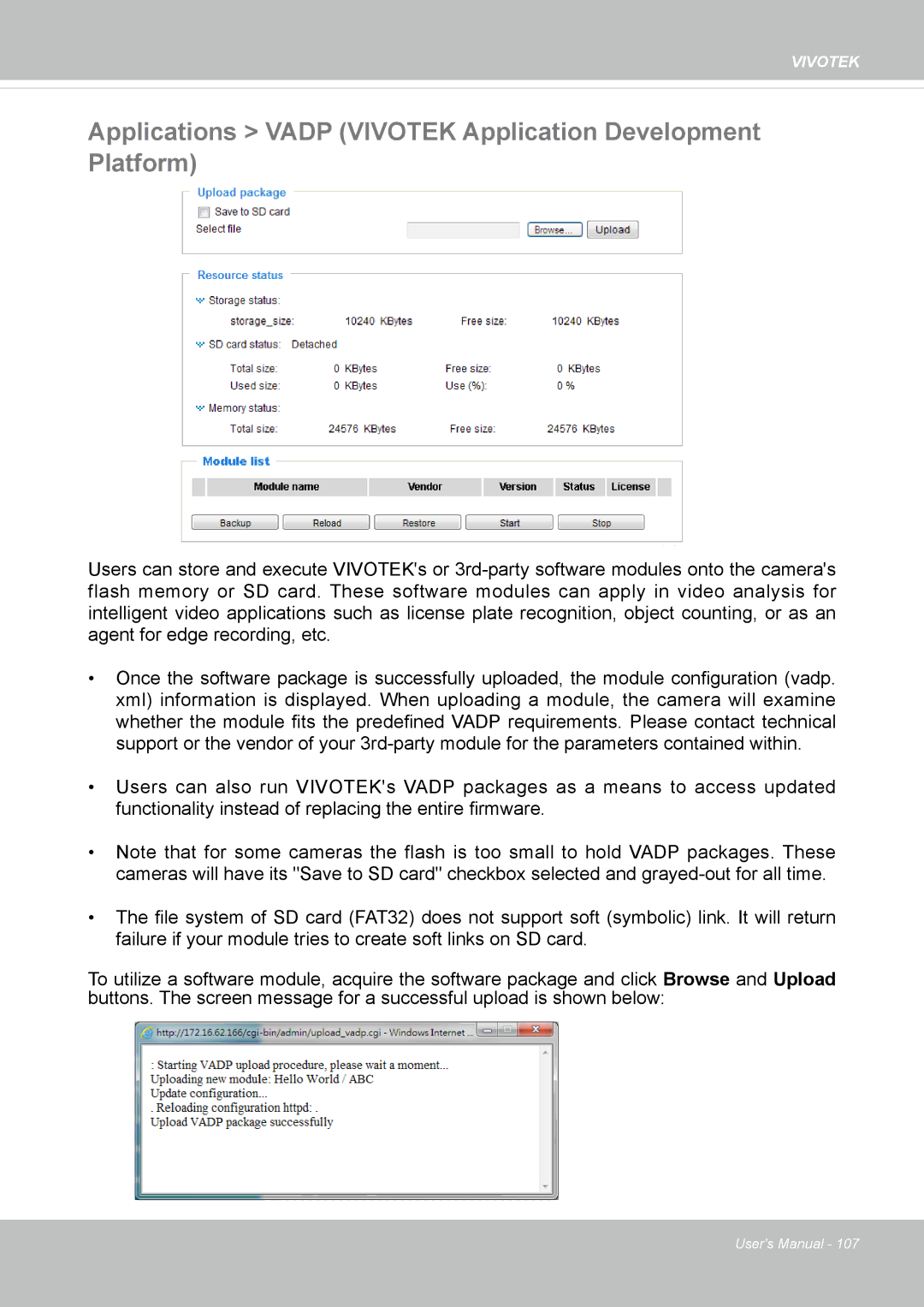 Vivitek IB8156-C user manual Applications Vadp Vivotek Application Development Platform 