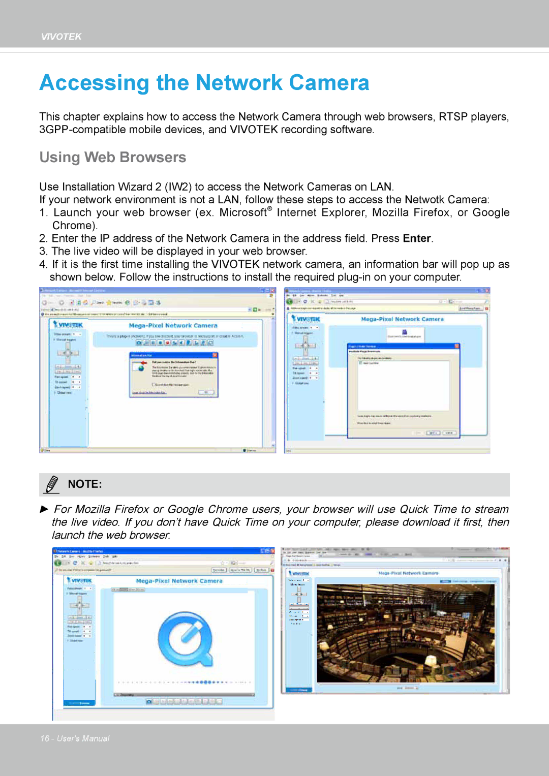 Vivitek IB8156-C user manual Accessing the Network Camera, Using Web Browsers 