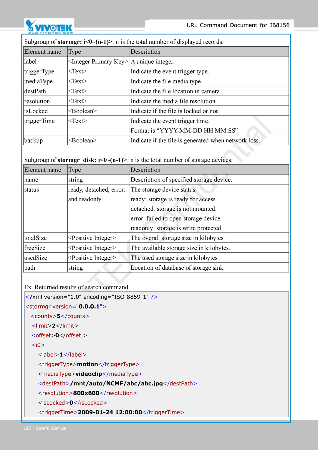 Vivitek IB8156-C user manual DestPath/mnt/auto/NCMF/abc/abc.jpg/destPath 