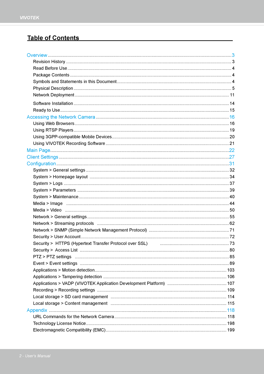 Vivitek IB8156-C user manual Table of Contents 