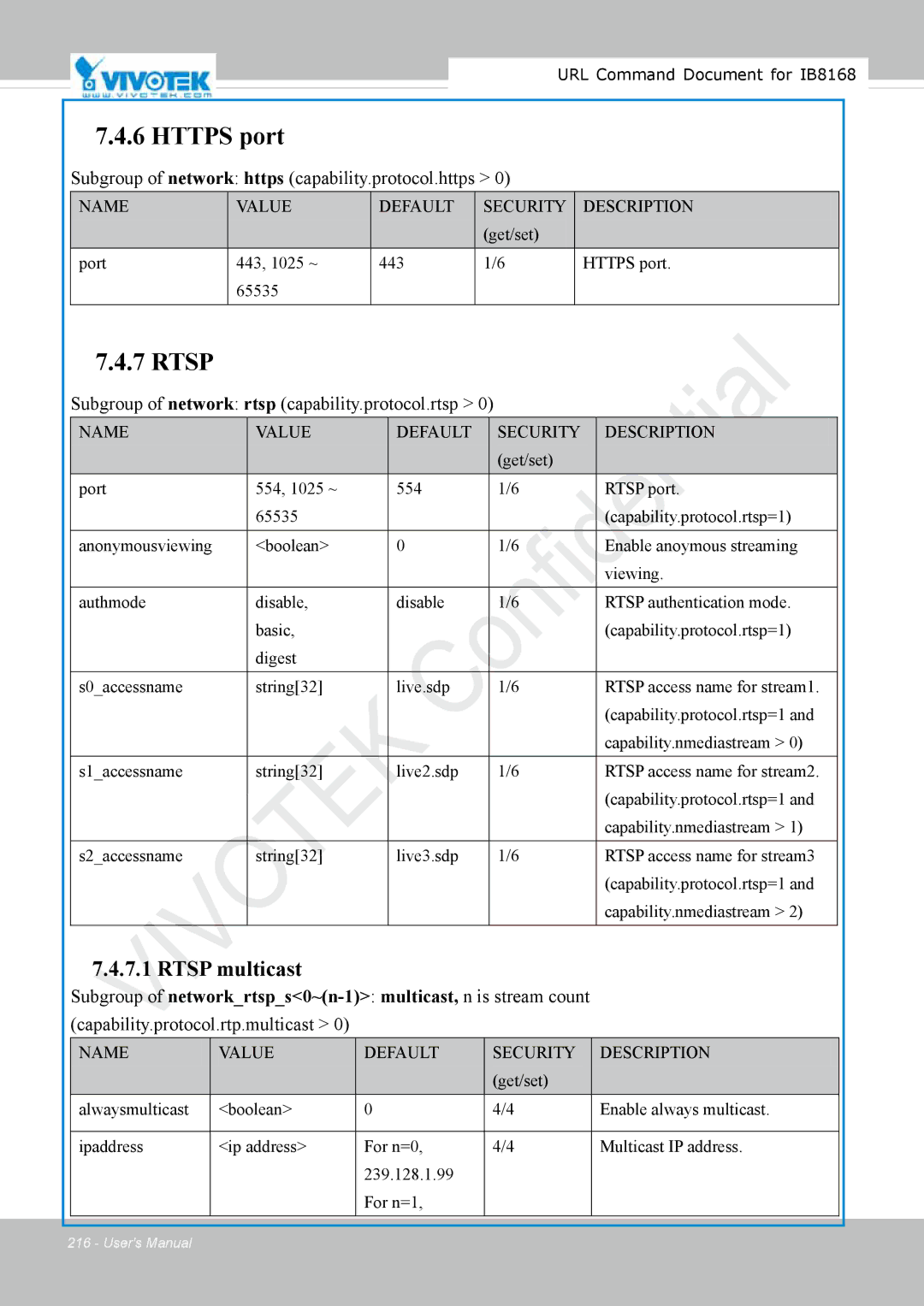 Vivitek IB8156-C user manual Https port 