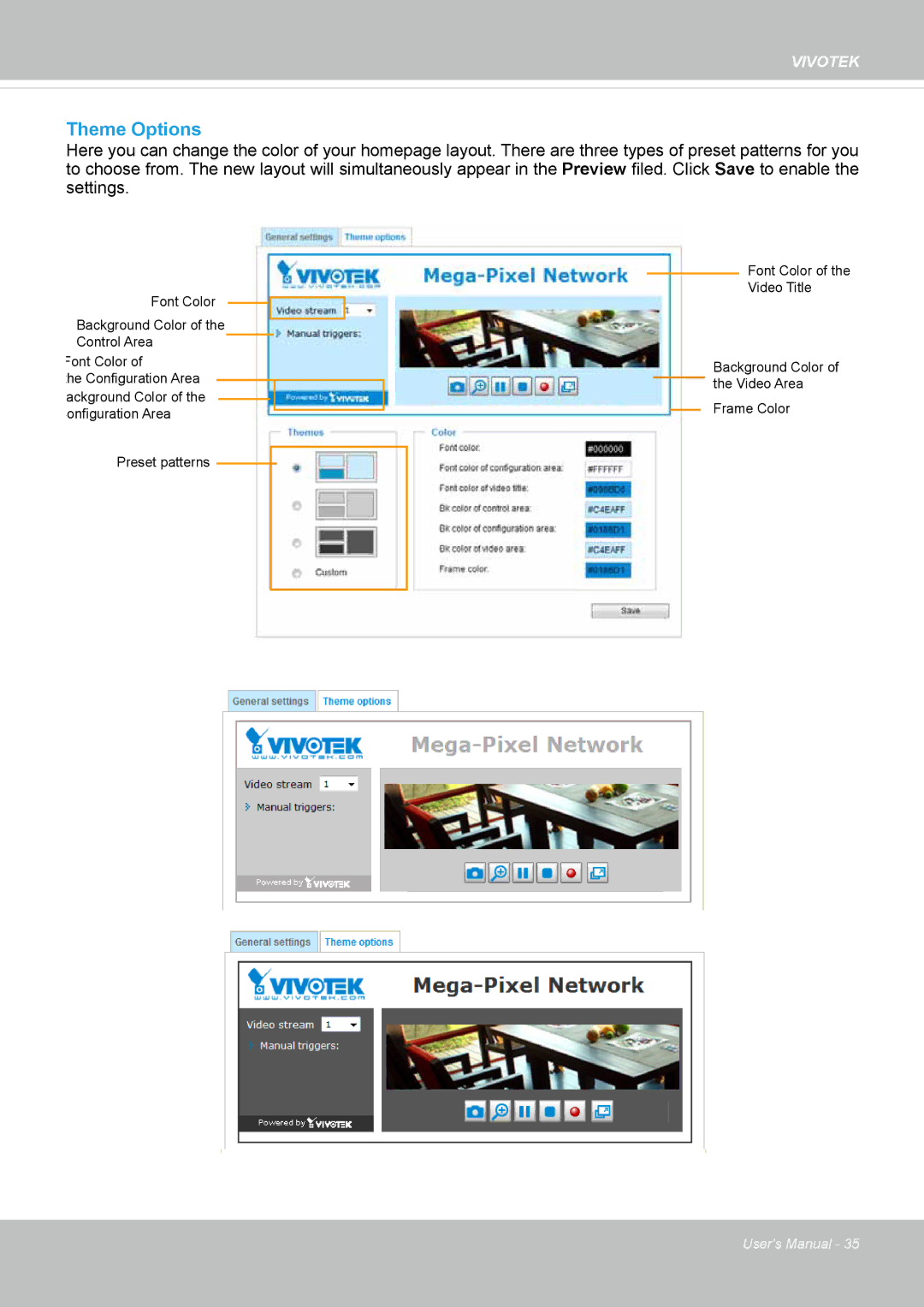 Vivitek IB8156-C user manual Theme Options 