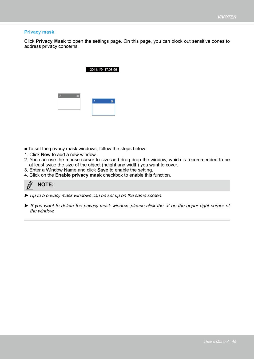 Vivitek IB8156-C user manual Privacy mask 