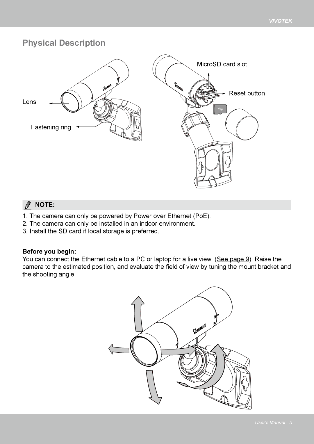 Vivitek IB8156-C user manual Physical Description, Before you begin 