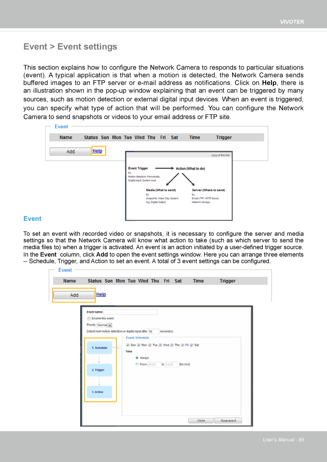 Vivitek IB8156-C user manual Event Event settings 