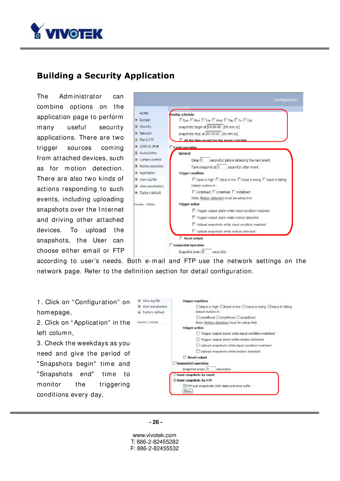 Vivotek PT3113, 3123 manual Building a Security Application 