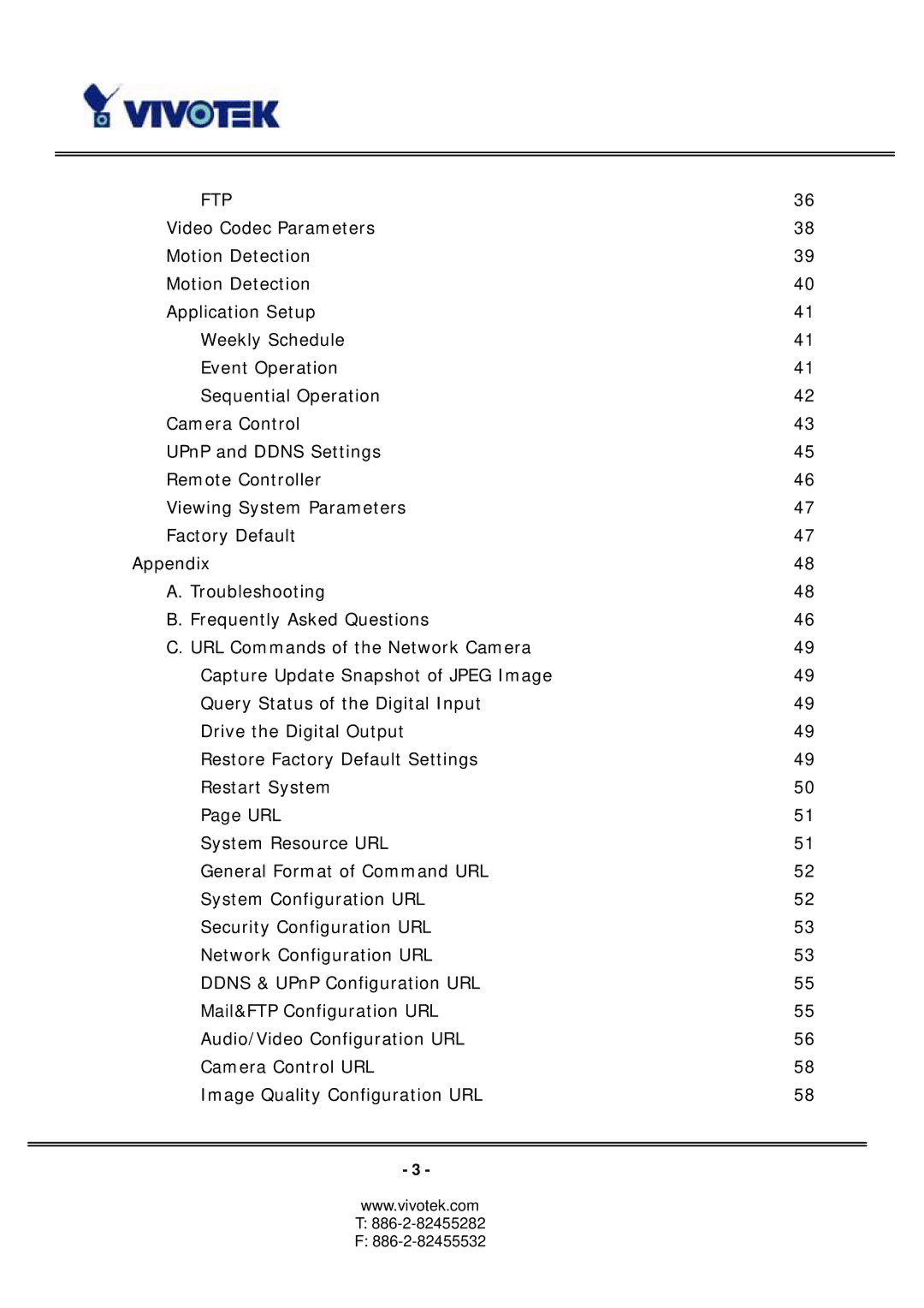 Vivotek 3123, PT3113 manual Ftp 