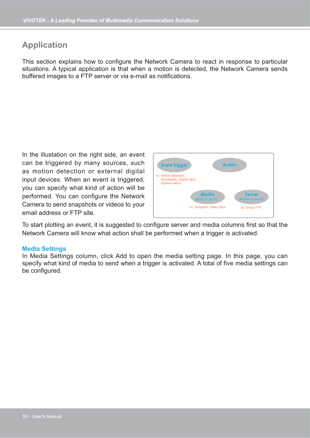 Vivotek 4X-IP7142 manual Application, Media Settings 