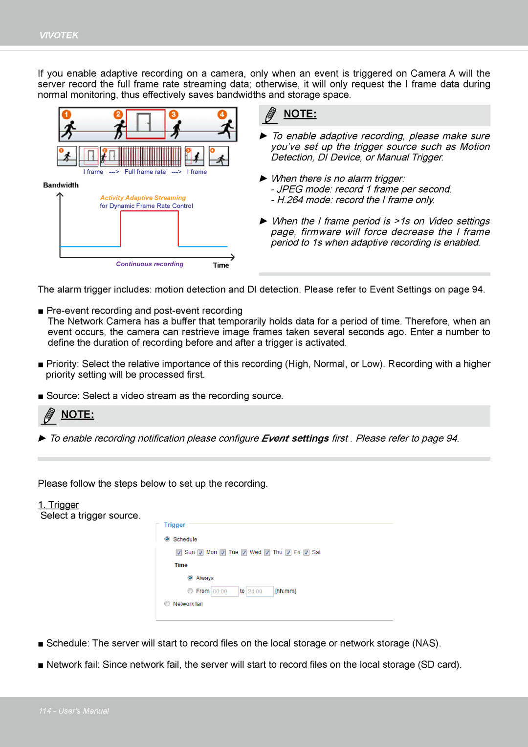 Vivotek 8137HV, FD1837H user manual Continuous recording 